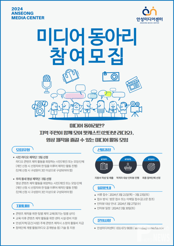 안성미디어센터, 2024년 미디어 동아리 참여 모집